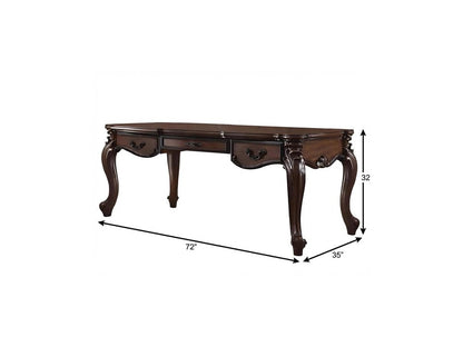 72" Dark Brown Wood Executive Desk With Three Drawers
