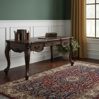 72" Dark Brown Wood Executive Desk With Three Drawers
