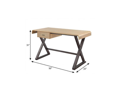 50" Gold and Black Aluminum Writing Desk