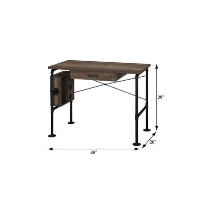 39" Brown and Black Writing Desk