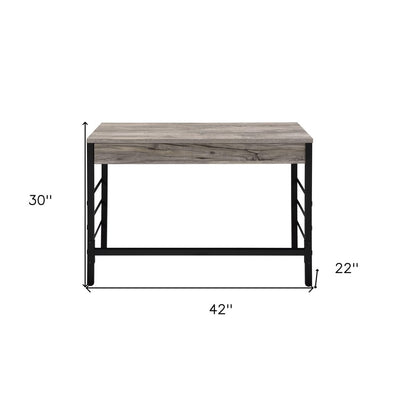 42" Brown and Black Writing Desk With Two Drawers