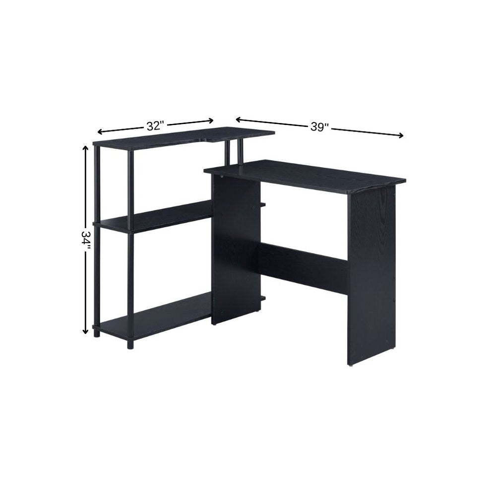 39" Black L Shape Writing Desk