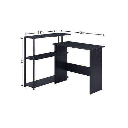 39" Black L Shape Writing Desk