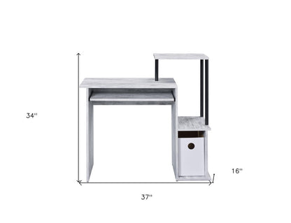 37" Antiqued White Computer Desk