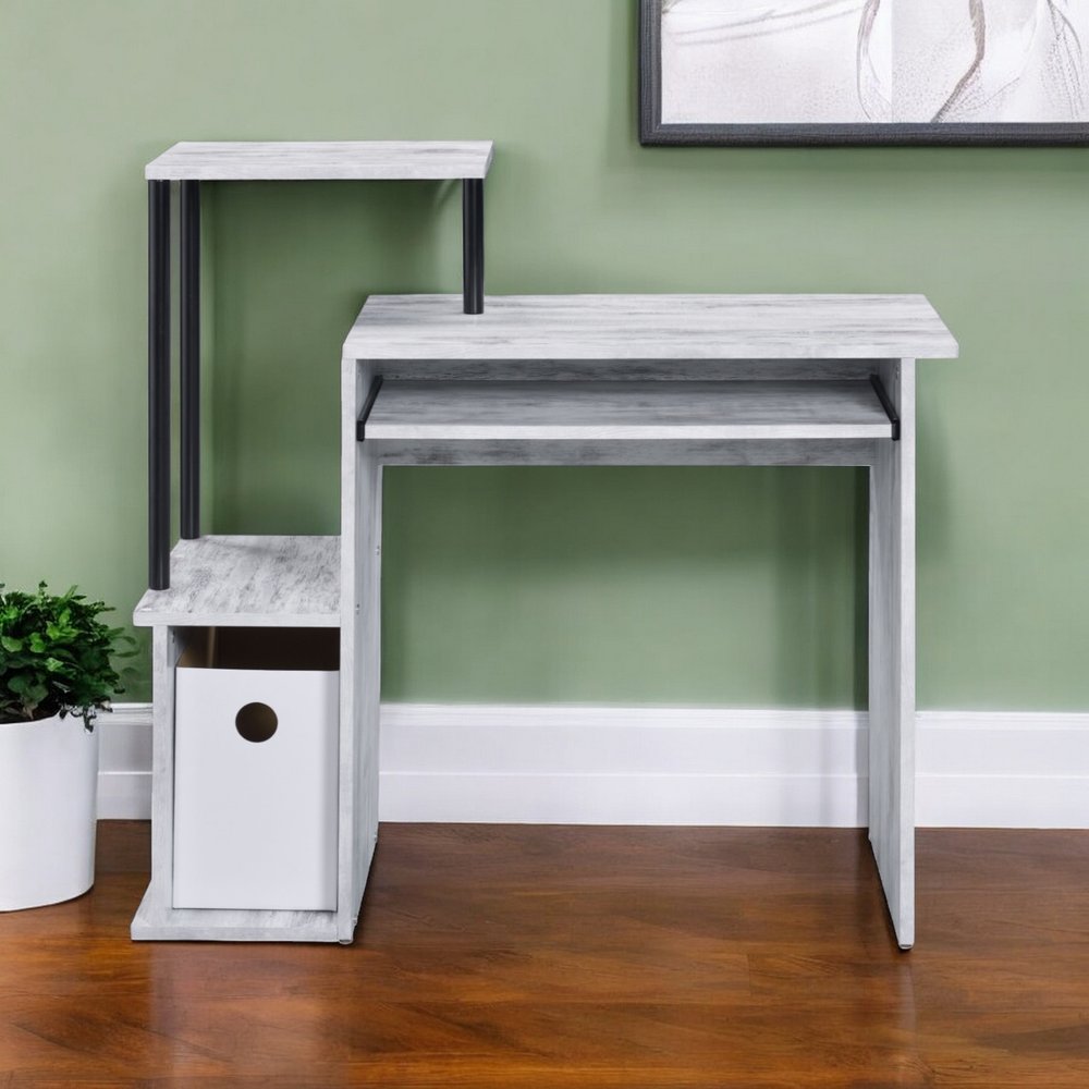 37" Antiqued White Computer Desk