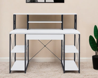 47" White and Black Computer Desk