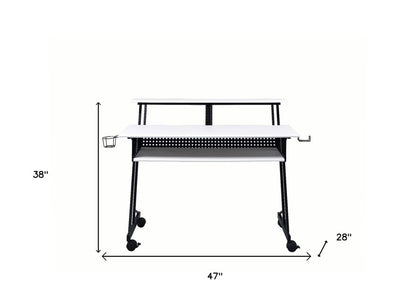 47" White and Black Computer Desk