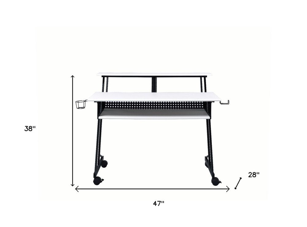47" White and Black Computer Desk