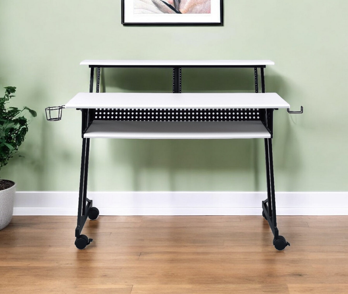 47" White and Black Computer Desk