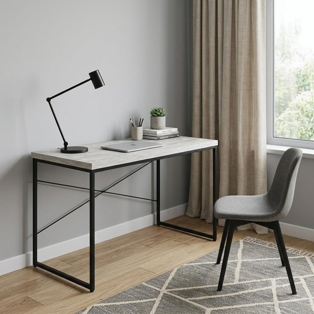 47" Antiqued White and Black Writing Desk