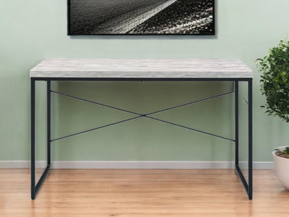47" Antiqued White and Black Writing Desk