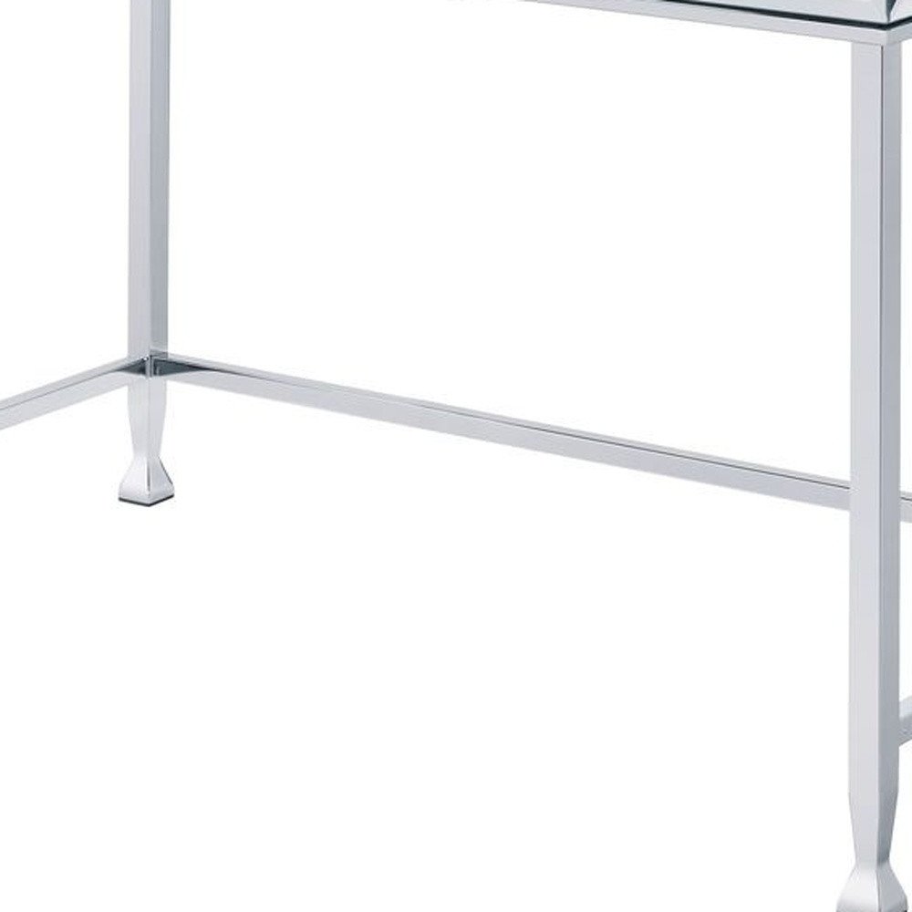 42" Clear and Silver Mirrored Writing Desk