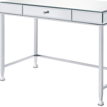 42" Clear and Silver Mirrored Writing Desk