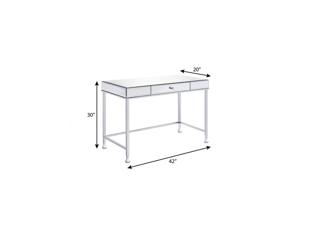 42" Clear and Silver Mirrored Writing Desk