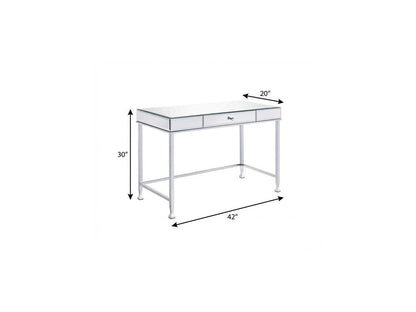 42" Clear and Silver Mirrored Writing Desk