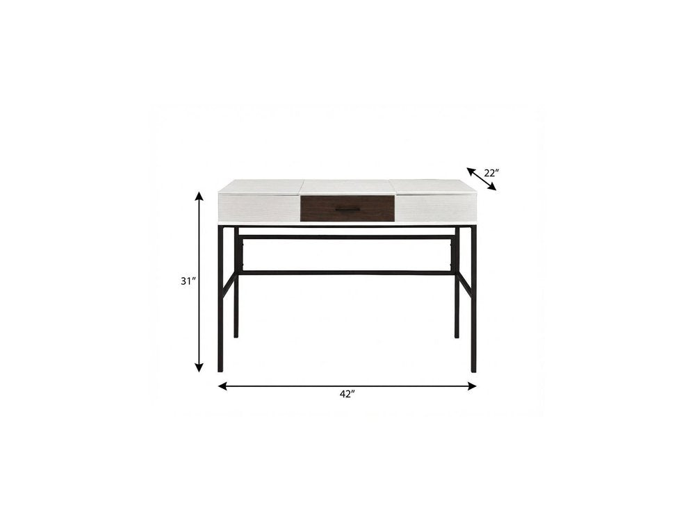 42" White and Black Writing Desk