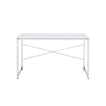 47" White and Silver Writing Desk