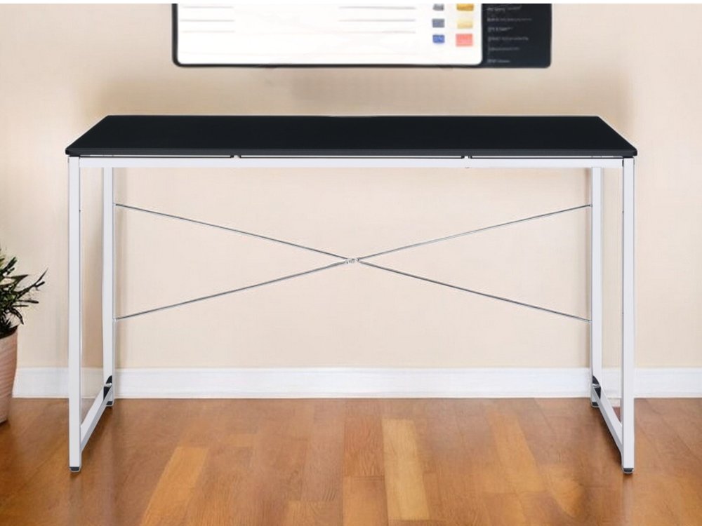 47" Black and Silver Writing Desk