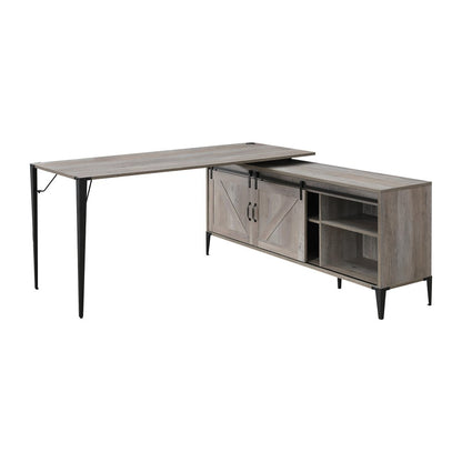 65" Gray and Black L Shape Writing Desk