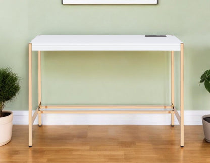 42" White and Gold Writing Desk