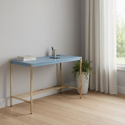 42" Navy Blue and Gold Writing Desk