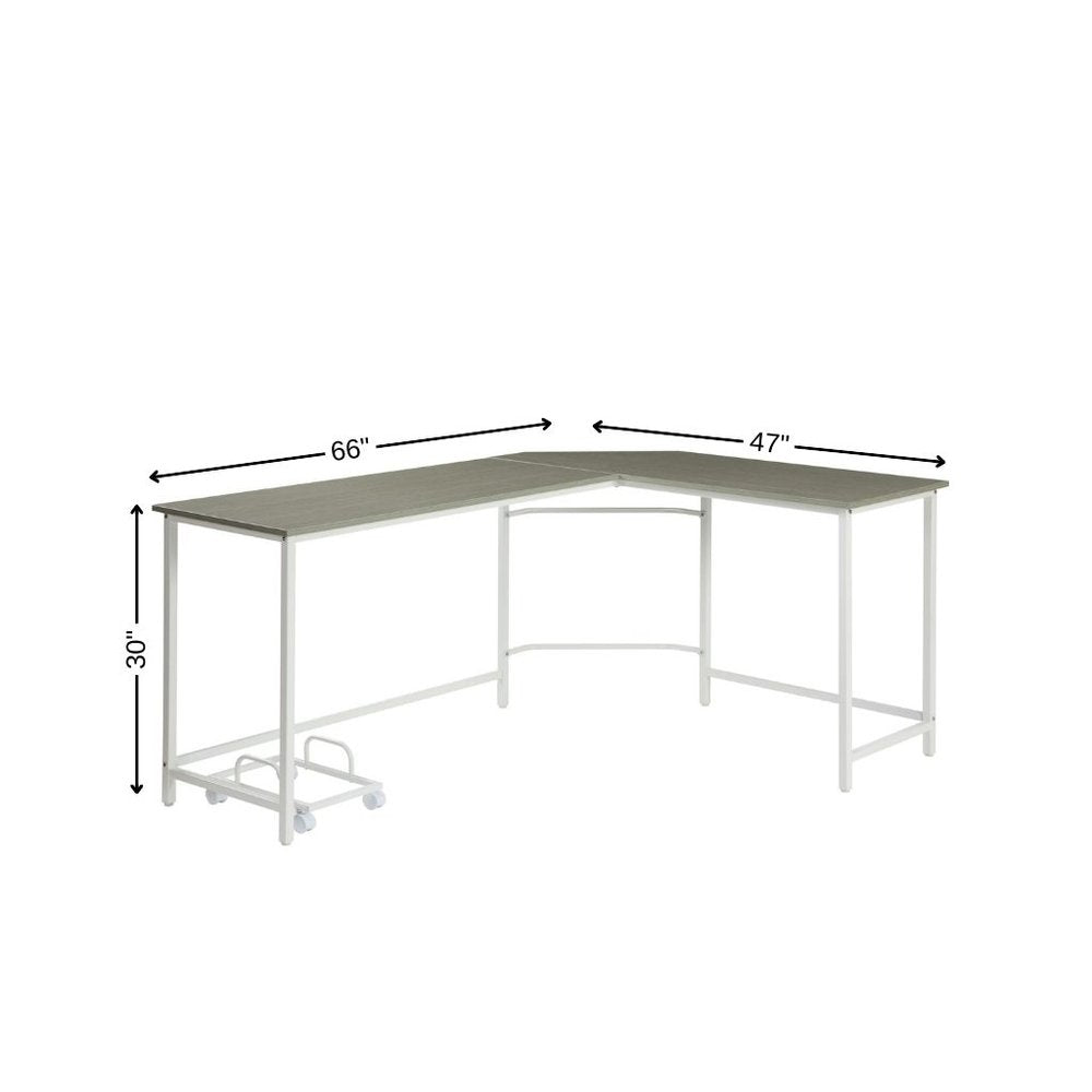 66" Gray and White L Shape Computer Desk