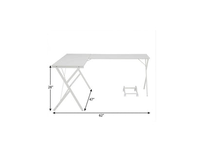 62" White L Shape Computer Desk