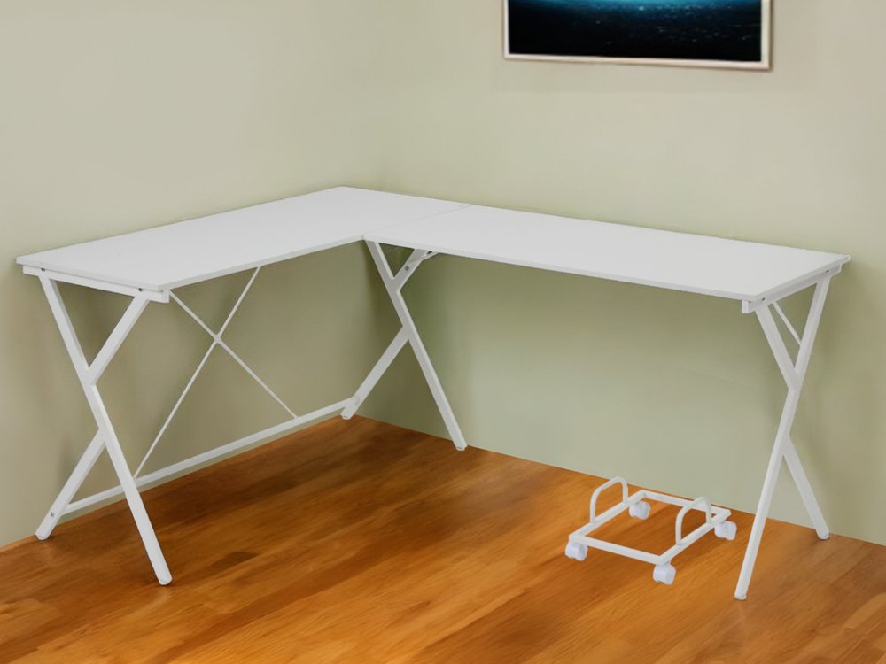 62" White L Shape Computer Desk
