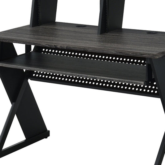 47" Black Wood and Metal Computer Desk
