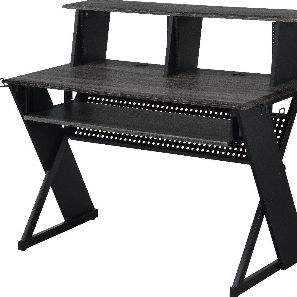 47" Black Wood and Metal Computer Desk