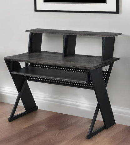 47" Black Wood and Metal Computer Desk