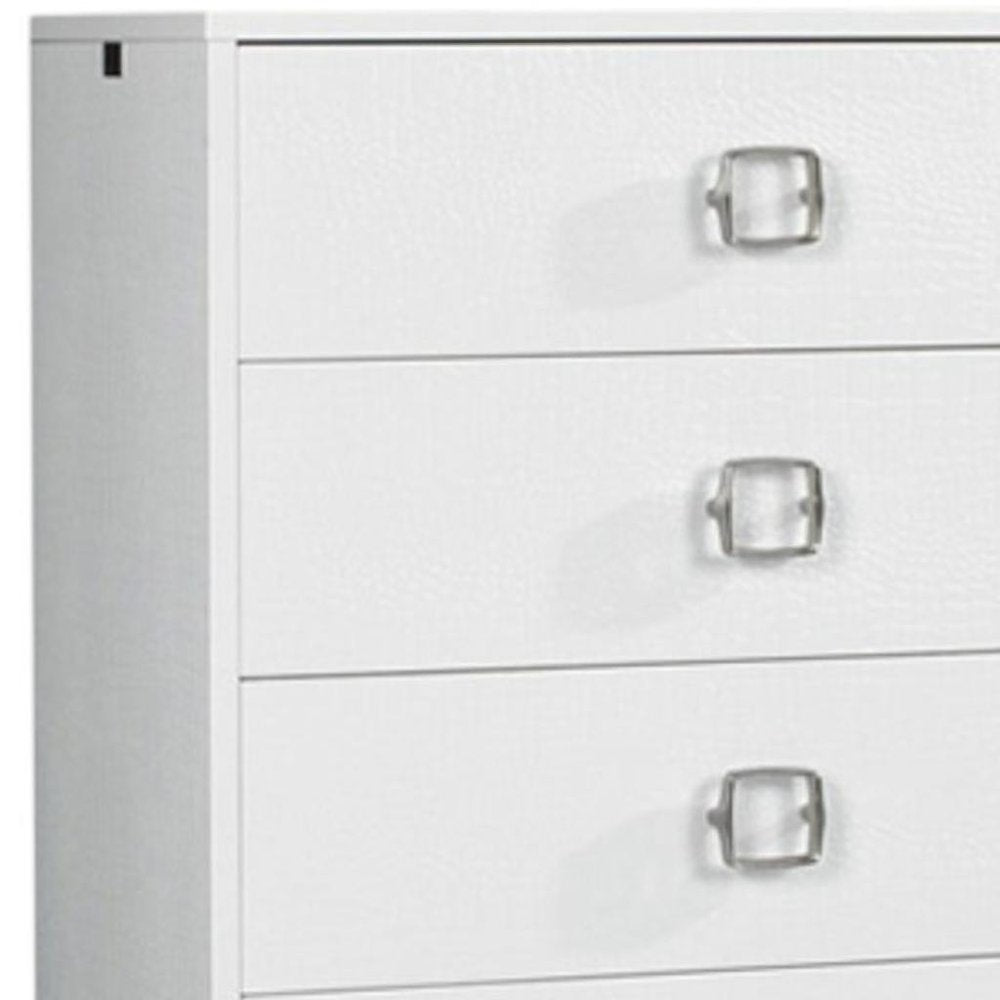 32" White Manufactured Wood + Solid Wood Stainless Steel Six Drawer Chest