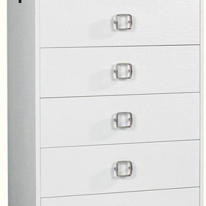 32" White Manufactured Wood + Solid Wood Stainless Steel Six Drawer Chest