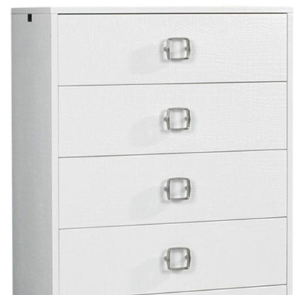 32" White Manufactured Wood + Solid Wood Stainless Steel Six Drawer Chest