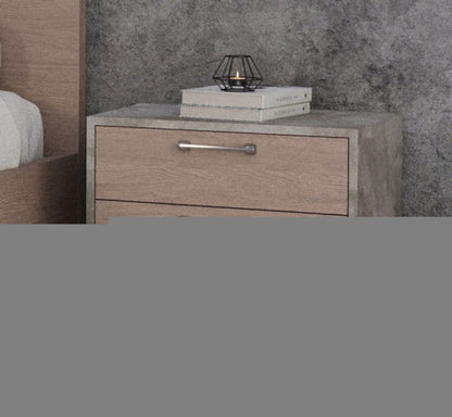 20" Brown And Gray Solid and Manufactured Wood Two Drawer Nightstand