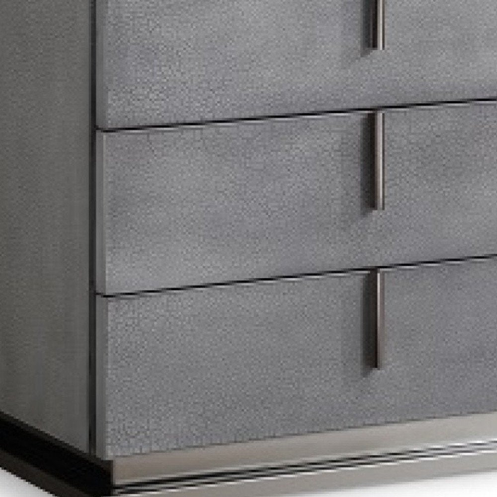 22" Gray Solid and Manufactured Wood Three Drawer Nightstand