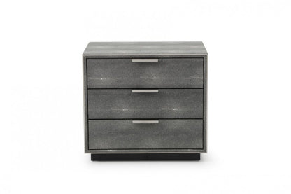 22" Gray Solid and Manufactured Wood Shagreen Three Drawer Nightstand