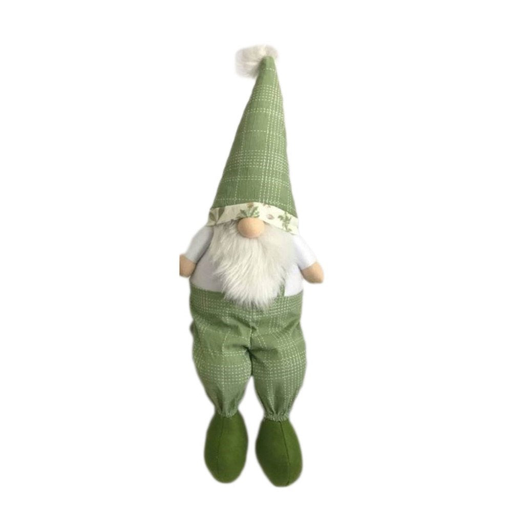 30" Green and White Fabric Christmas Standing Gnome Tabletop Sculpture