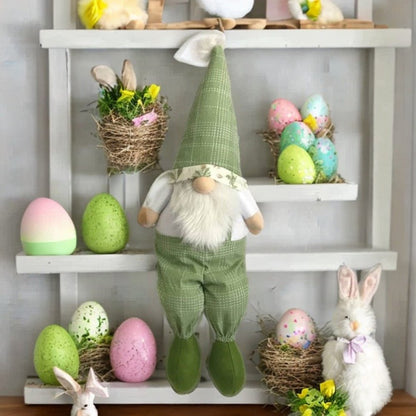 30" Green and White Fabric Christmas Standing Gnome Tabletop Sculpture