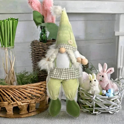 30" Green and White Fabric Christmas Standing Gnome Tabletop Sculpture