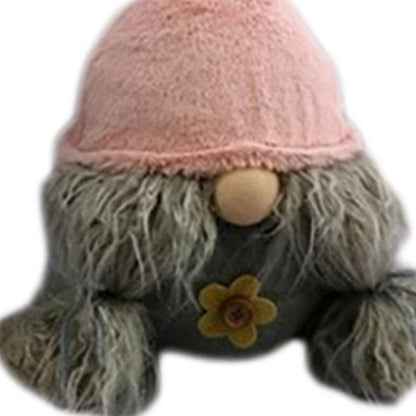 19" Gray and Pink Fabric Easter Standing Gnome Tabletop Sculpture