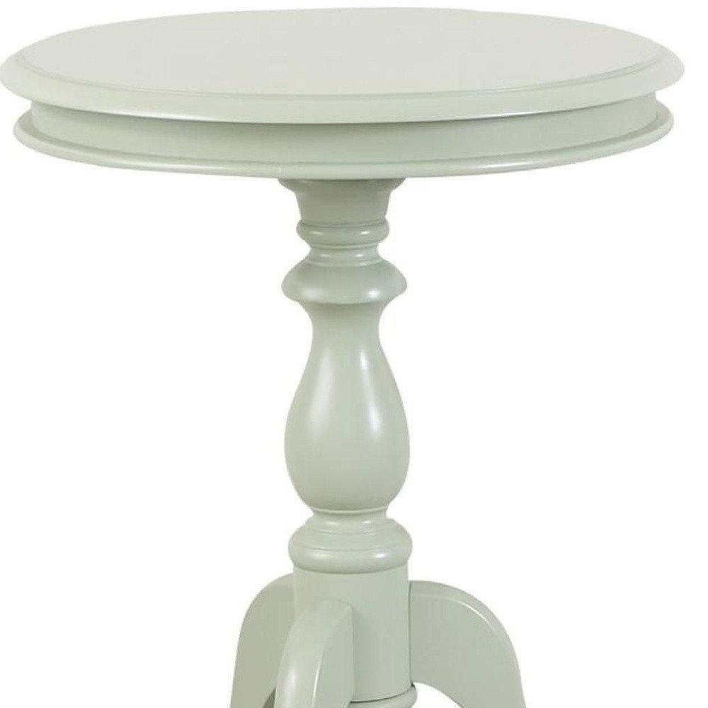 25" Ivory Wood And Solid Wood Round Pedestal End Table