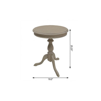 25" Gray Distressed Wood And Solid Wood Round Pedestal End Table