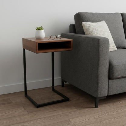 24" Gold And Natural Solid Wood Square End Table