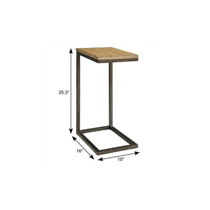 25" Black And Oak Solid Wood Rectangular End Table