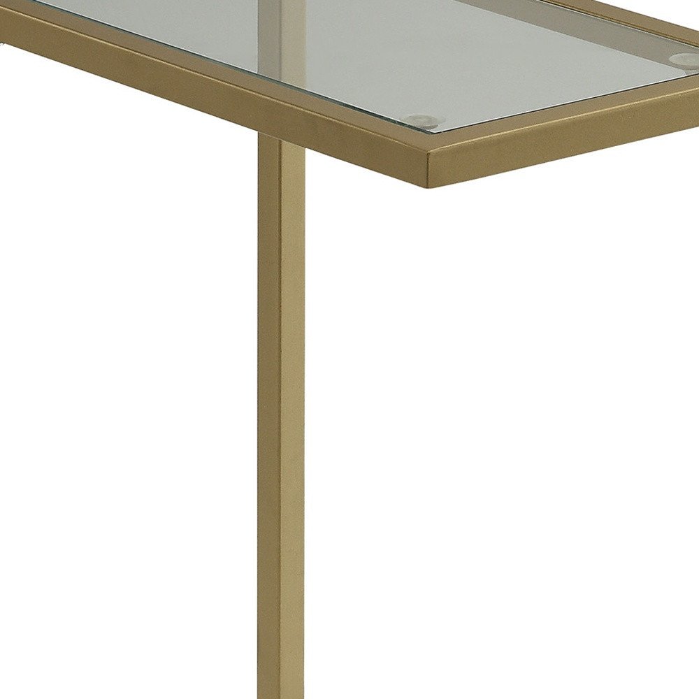 26" Clear And Gold Glass And Steel End Table