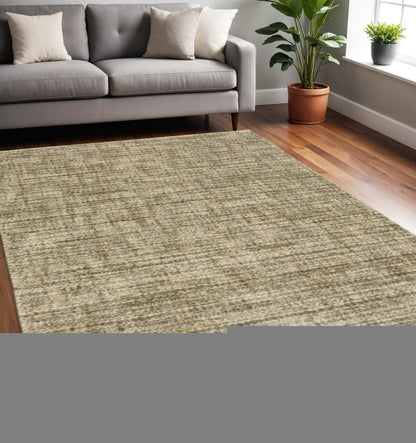 5' X 8' Beige Brown Tan And Blue Green Abstract Power Loom Stain Resistant Area Rug