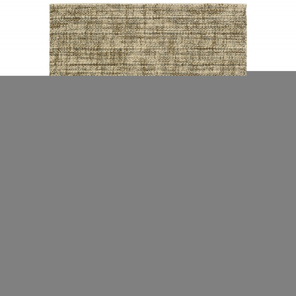 5' X 8' Beige Brown Tan And Blue Green Abstract Power Loom Stain Resistant Area Rug