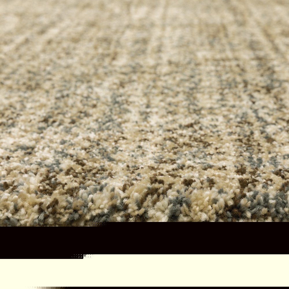 5' X 8' Beige Brown Tan And Blue Green Abstract Power Loom Stain Resistant Area Rug