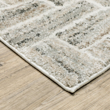 8' X 11' Ivory And Beige Geometric Area Rug